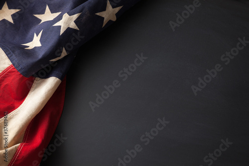 Photo: Vintage American flag on a chalkboard Vintage American flag on a chalkboard