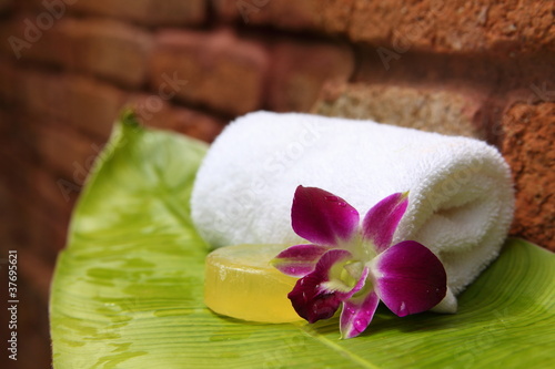 Photo: Orchid and towel Orchid and towel