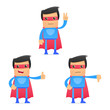 set of funny cartoon superhero