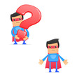 set of funny cartoon superhero