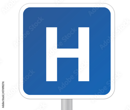 Illustration: hôpital - panneau hôpital - panneau