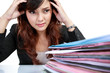 business woman stressed at work.