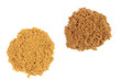 Two types brown sugar on pails. Two types brown sugar on pails.