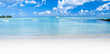 Panoramic beach view in a secluded bay on a tropical island
