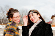 Two  woman with glasses in the park