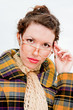 woman in spectacles on a walk in the park