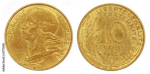 Photo: Old 10 Centimes Coin of France of 1985 Old 10 Centimes Coin of France of 1985