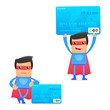 set of funny cartoon superhero