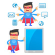 set of funny cartoon superhero