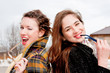 Two  woman with glasses in the park