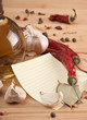 blank sheet for cooking recipes and spices