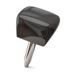 Black thumbtack on a white background.