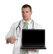 Doctor pointing on laptop