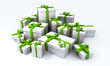 Huge pile of white gift boxes green Huge pile of white gift boxes green