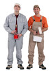 A team of painters standing side-by-side