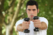 young man doing fitness in a park
