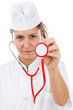 Female doctor holding stethoscope