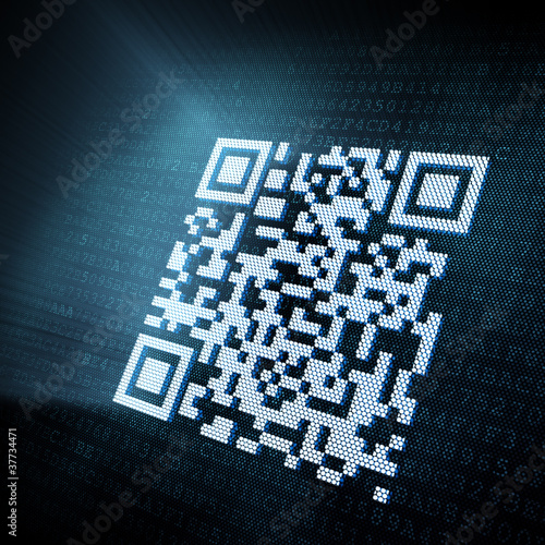 Illustration: Pixeled QR code illustration Pixeled QR code illustration