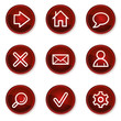 Vektor: Basic web icons, dark red circle buttons Basic web icons, dark red circle buttons