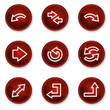 Arrows web icons set 1, dark red circle buttons