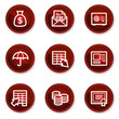 Banking web icons, dark red circle buttons Banking web icons, dark red circle buttons