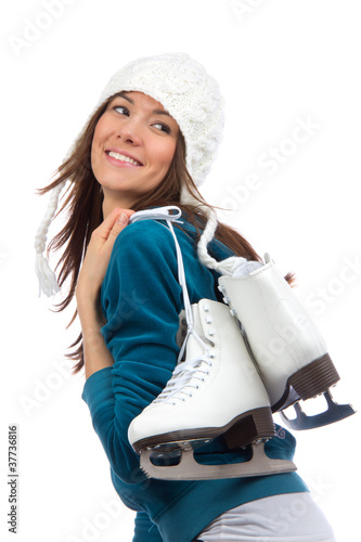 Photo: woman ice skating winter sport activity woman ice skating winter sport activity