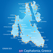Island of Cephalonia in Greece map