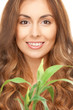 woman with green sprout
