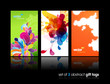 Set of abstract colorful splash and flower gift cards with refle