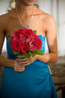 pink floral bouquet blue dress pink floral bouquet blue dress
