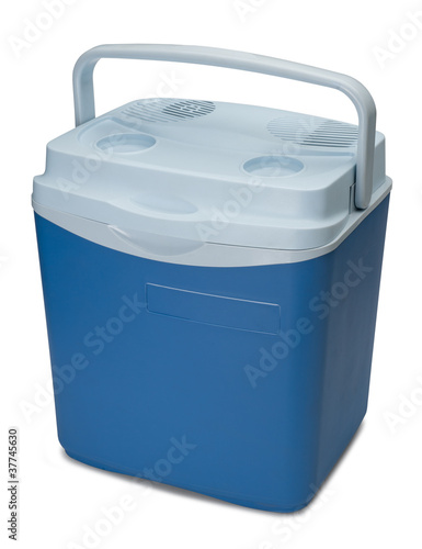 Photo: Handheld blue refrigerator Handheld blue refrigerator