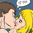 Lovers. Illustration in pop-art style, vector.