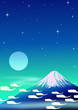 Fuji Mt. on stars background, vector image