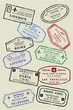 Vecteur : Passport page with travel stamps - traveler's visas Passport page with travel stamps - traveler's visas