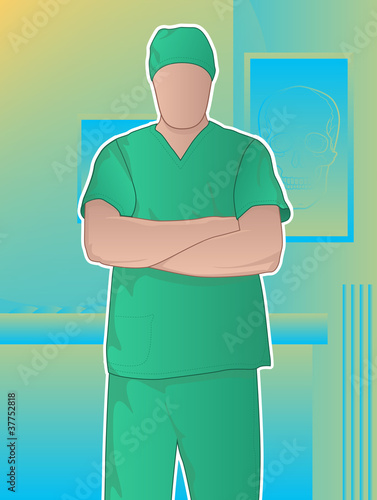 Vector: Confident doctor standing with arms crossed Confident doctor standing with arms crossed