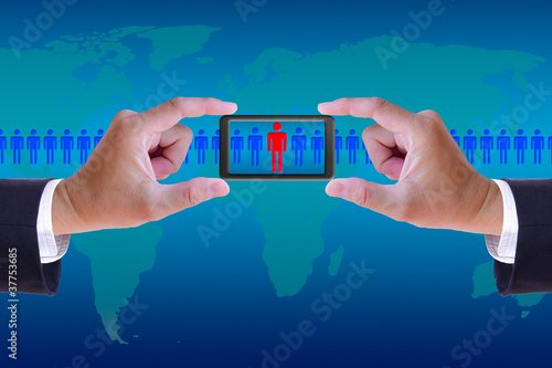 Photo: hand and mobile recruitment right man ,human resource concept hand and mobile recruitment right man ,human resource concept