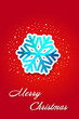 Christmas card - snowflake label on red background