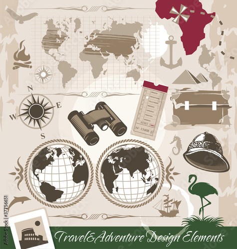 Vector: Travel and Adventure Design Elements Travel and Adventure Design Elements