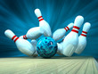 Bowling Strike blau