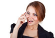 Foto: Cheerful business woman said by mobile phone Cheerful business woman said by mobile phone