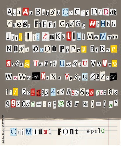 Vector: Set of vector letters from newspaper and magazines Set of vector letters from newspaper and magazines