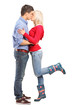 A view of a loving couple kissing