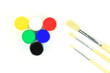 Acrylic Watercolours and paintbrushes - close-up Acrylic Watercolours and paintbrushes - close-up