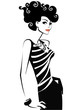 black and white illustration of woman