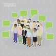 Demographic infographics. Crowd with speech bubbles