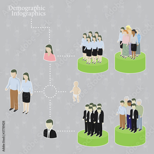 Vector: Demographic infographics. Variety of people. Demographic infographics. Variety of people.