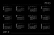 2013 year calendar on the black background