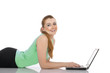 happy young woman using computer