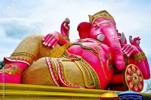 Photo: Big pink Ganesha in relax pose, Thailand Big pink Ganesha in relax pose, Thailand