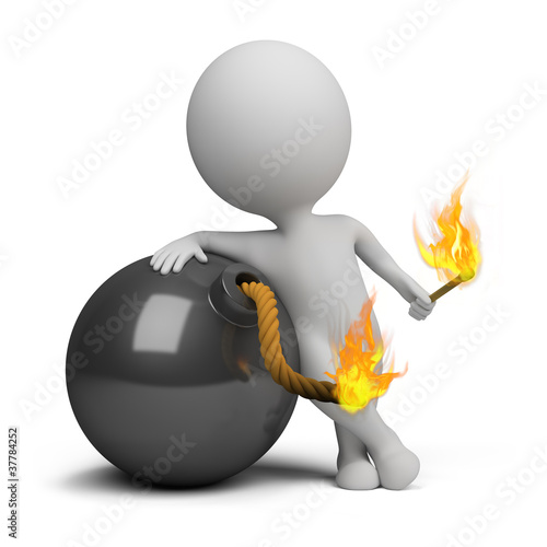 Illustration: 3d small people - bomb 3d small people - bomb